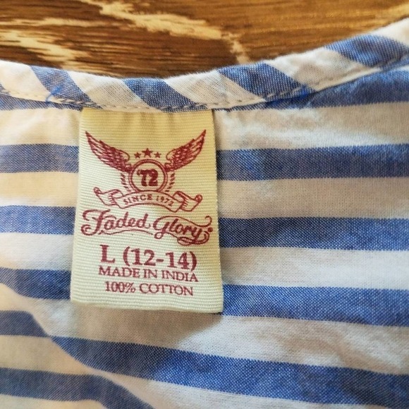 Faded Glory Tie Front Striped Button Down - Picture 4 of 5